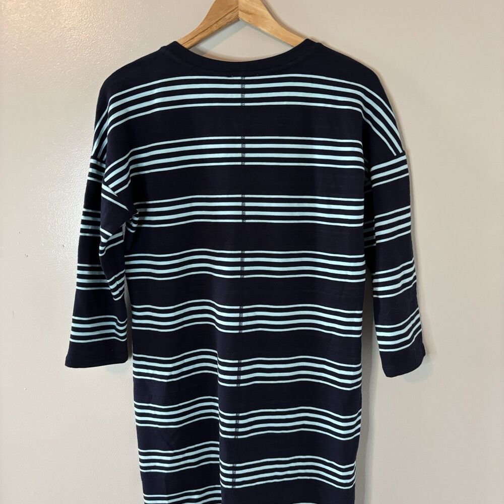 Talbots UPF 50+ Navy Striped Dress 3/4 Sleeve Cotton Modal V-neck Size Medium - Picture 7 of 8